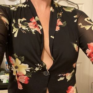 Sheer Lightweight Floral Blazer-Style Camisole